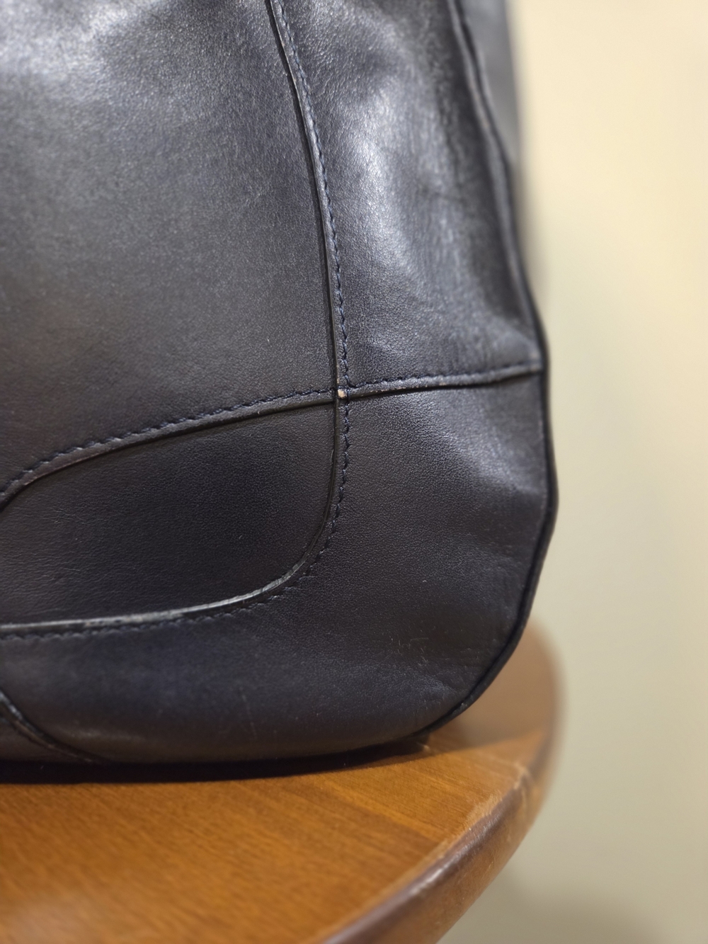 Vintage Etienne Aigner Navy Leather Structured Tote - Picture 12 of 14